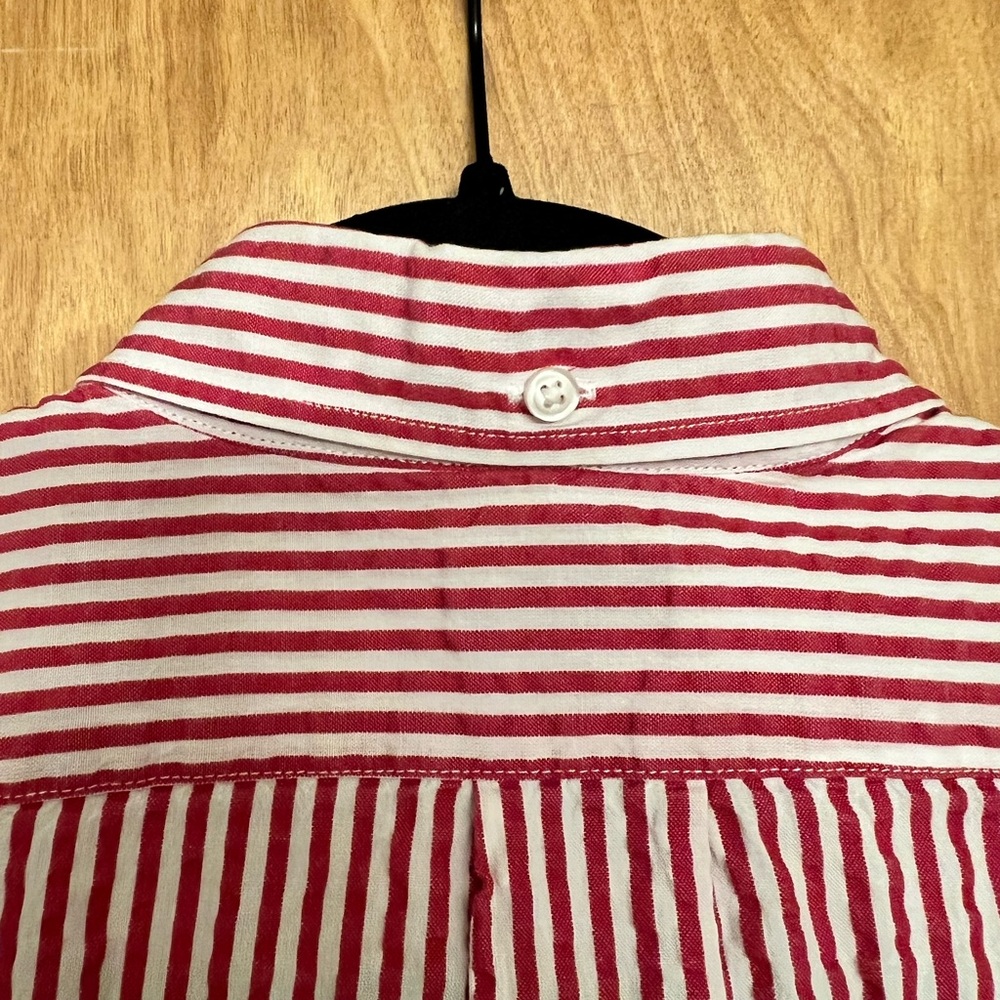 J. Crew Red and White Slim fit seersucker Shirt - Picture 5 of 7